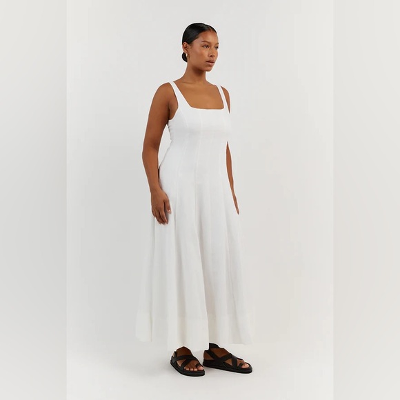 DISSH Milahn Midi Dress Linen White Size US 4 - Picture 3 of 10